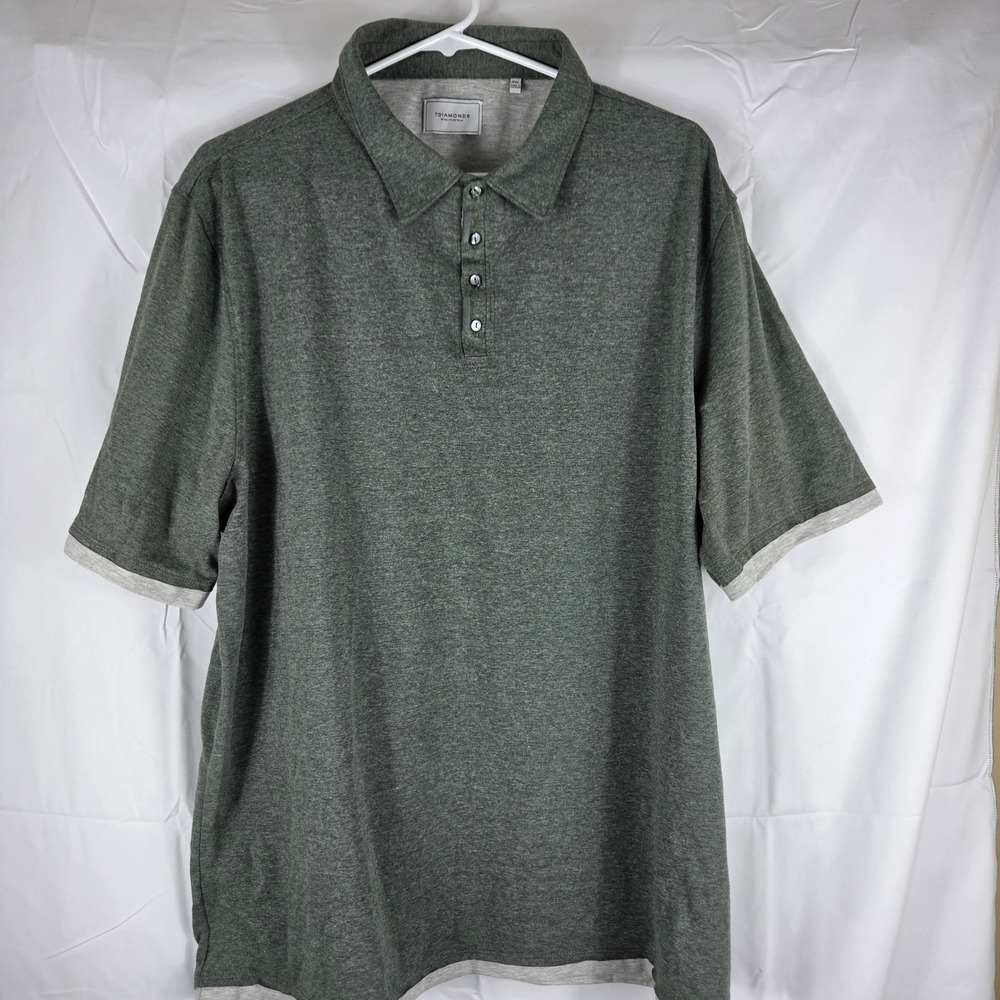 7Diamonds Mens Ultimate Fit Polo Shirt XXL Green Gray Heather Stretch